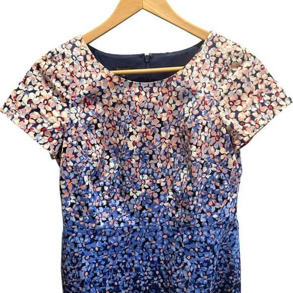 Talbots Women Floral Ombre Cocktail Dress 2P Lined Blue Pink Party Wedding Work - Picture 3 of 14